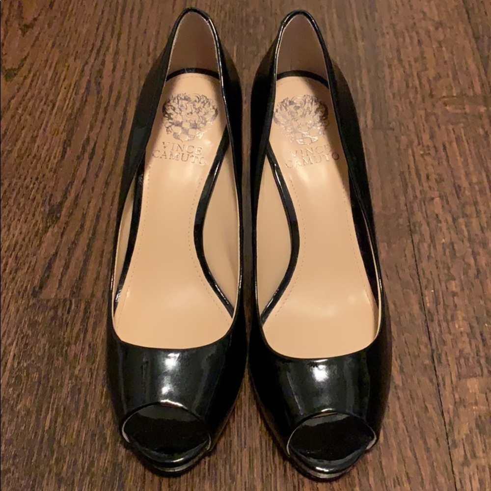 Vince Camuto Patent Peep Toe 3” Heels - 8M